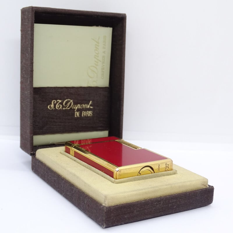 Briquet vintage Gatsby plaqué or et laque de chine pour S.T. Dupont, France