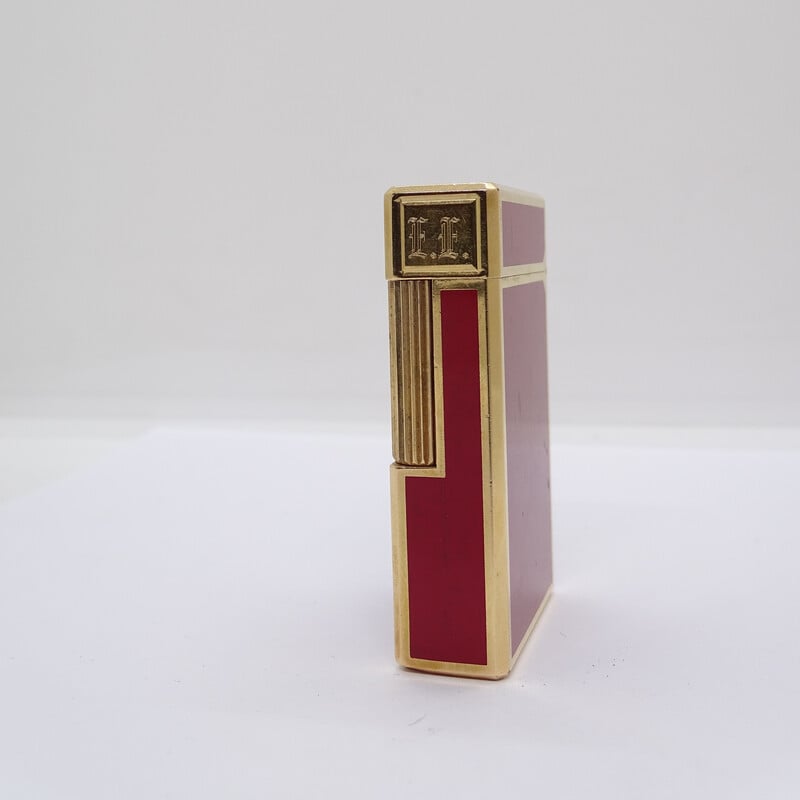 Vintage gold-plated and Chinese lacquer Gatsby lighter for S.T. Dupont, France