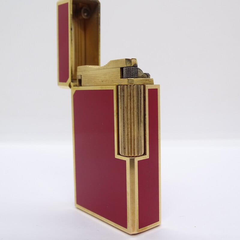 Vintage gold-plated and Chinese lacquer Gatsby lighter for S.T. Dupont, France