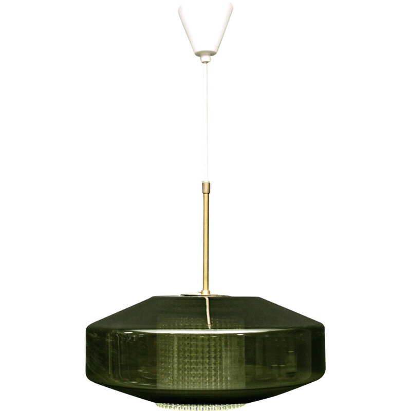 Crystal and tinted glass hanging lamp by Carl Fagerlund edition Orrefors - 1960s