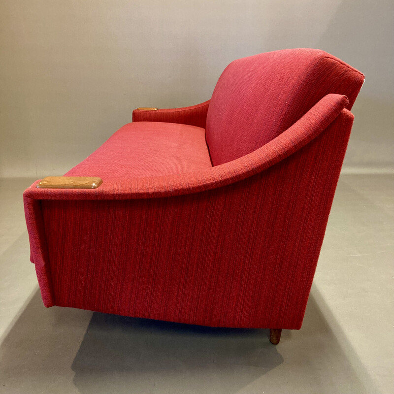 Vintage 3-Sitzer-Sofa aus Teakholz und Wolle, 1950