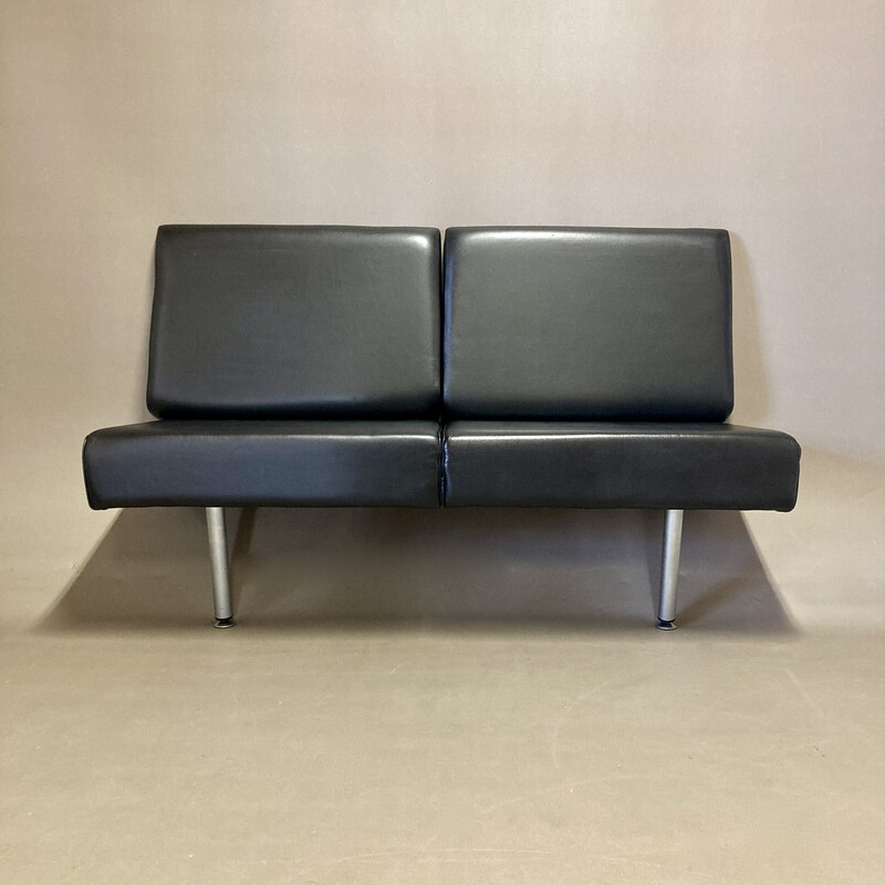 Vintage 2-Sitzer-Sofa aus Leder und Metall zum Aufhängen an der Wand