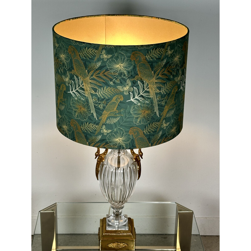 Vintage-Lampe Néo aus Baccarat-Kristall und Bronze mit Schwanendekor, 1970