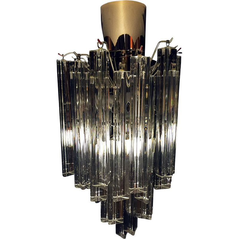 Circular chandelier Triedi by Paulo Venini in Murano crystal - 1960s