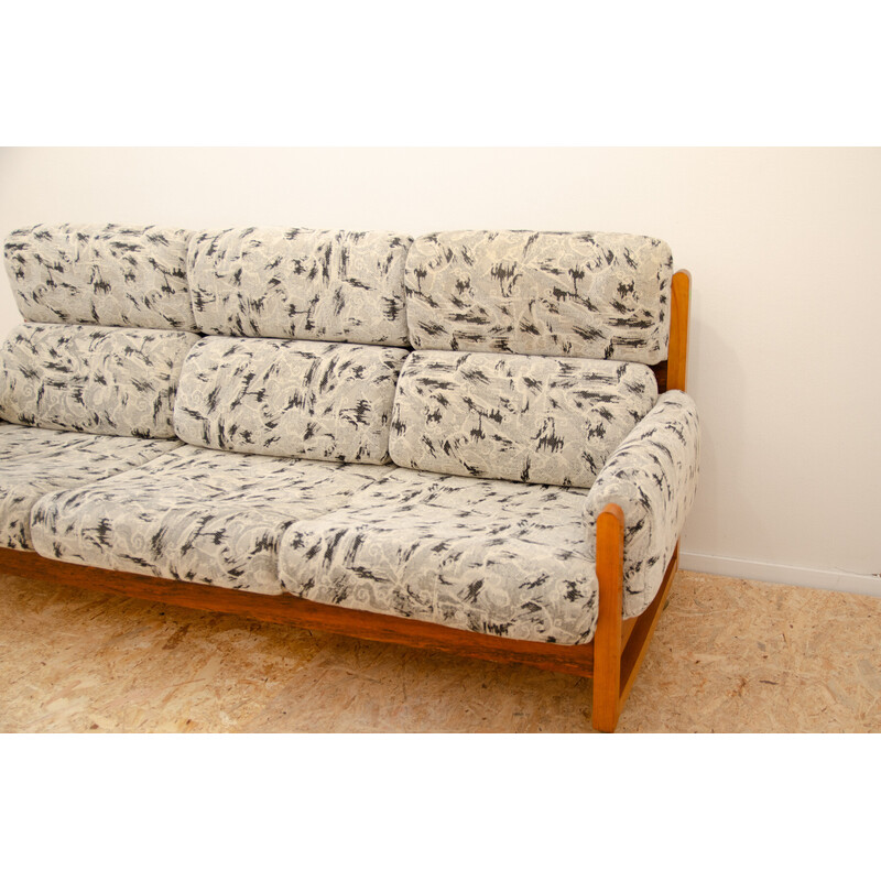 Vintage 3-Sitzer Sofa aus Buchenholz und Stoff, 1980