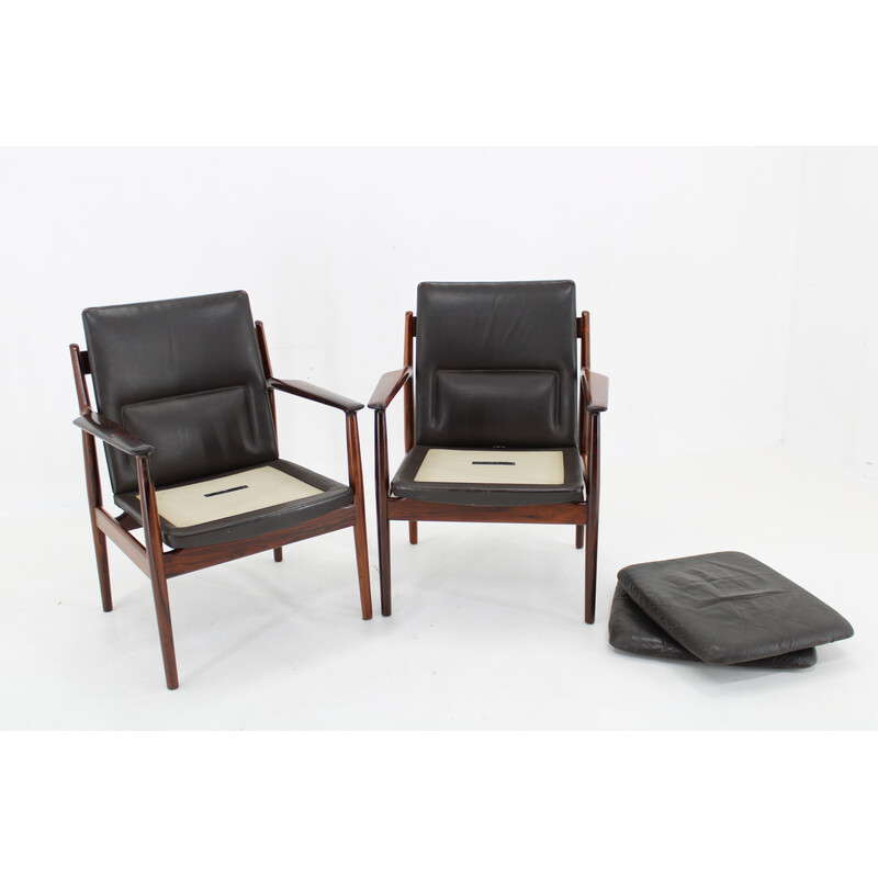 Pair of vintage model 431 armchairs in rosewood by Arne Vodder for Sibast Mobler, Denmark 1960