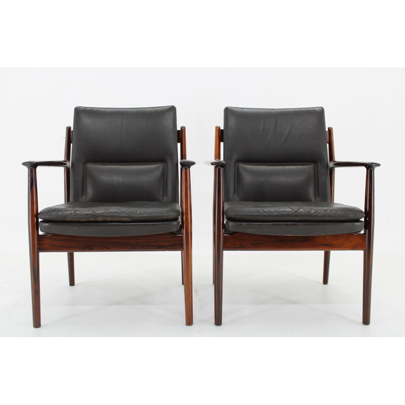 Pair of vintage model 431 armchairs in rosewood by Arne Vodder for Sibast Mobler, Denmark 1960