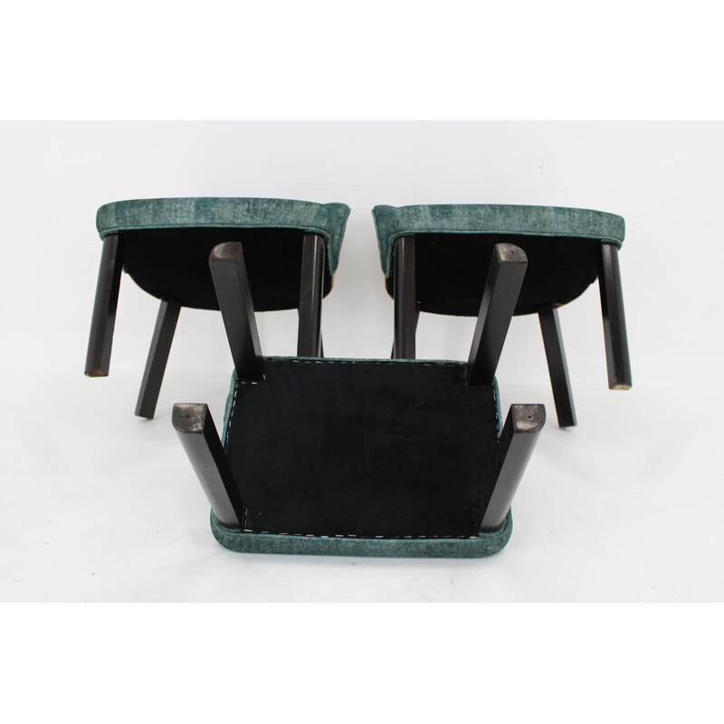 Pair of vintage chairs with stool, Italy 1940