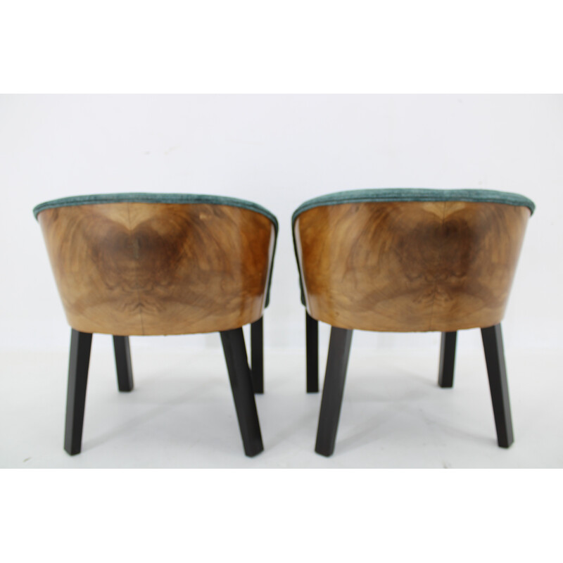 Pair of vintage chairs with stool, Italy 1940