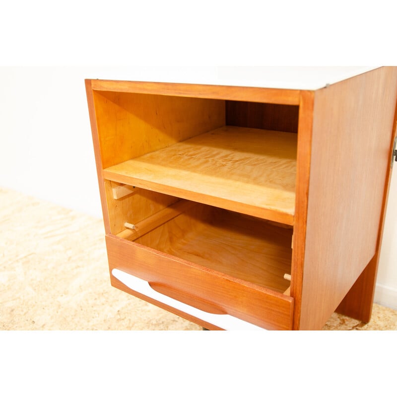 Vintage mahogany and beech wood nightstand by Mojmír Požár for Up Závody, Czechoslovakia 1960