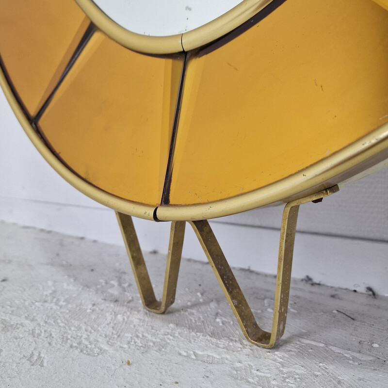 Vintage crystal floor mirror with console table for Cristal Art, Italy 1950