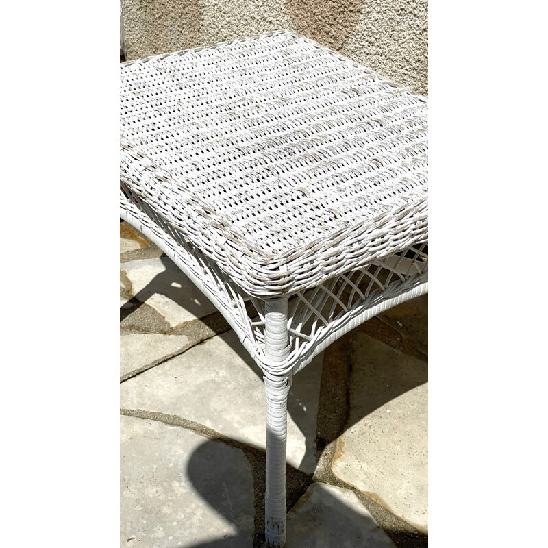 Vintage white rattan coffee table