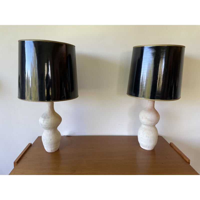 Pair of vintage terracotta lamps