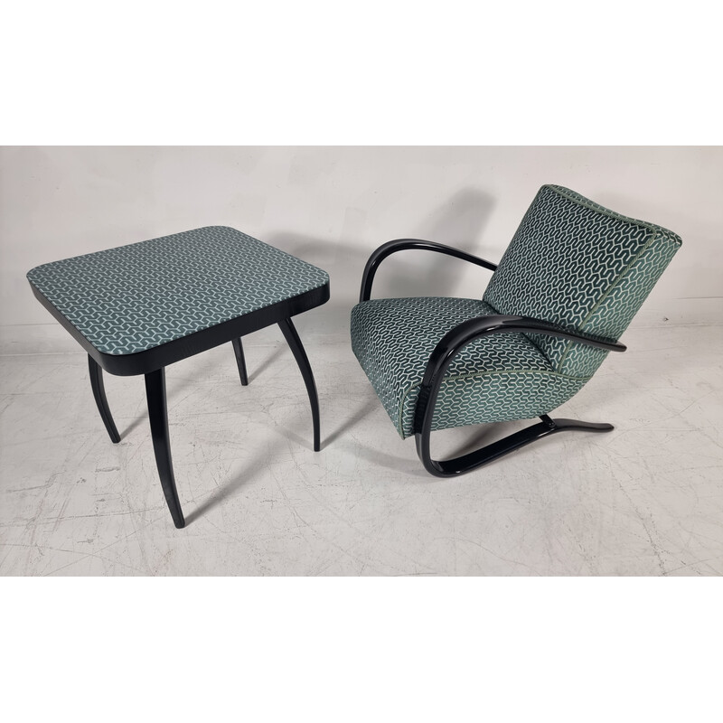 Vintage armchair H 269 with spider table by Jindřich Halabala for Up Zavody, Czechoslovakia 1940