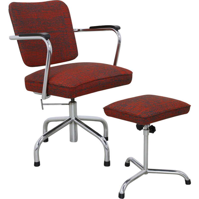 Vintage office chair with metal ottoman by Paul Schuitema for Fana, 1960