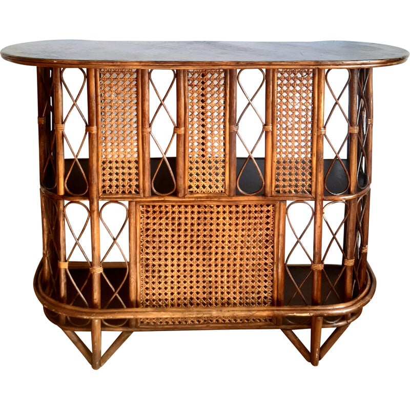 Vintage rattan and cane bar, 1960