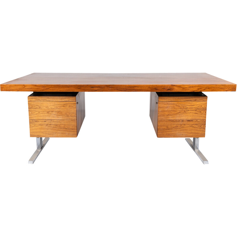 Vintage desk in wood and chrome, Italy 1970
