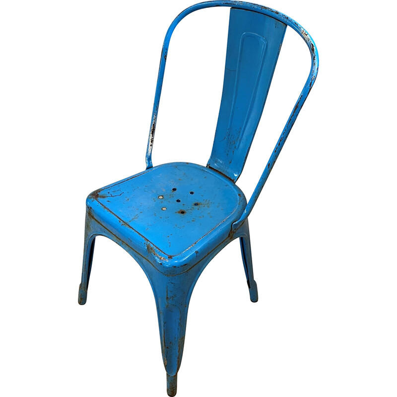 Vintage-Industriestuhl aus blauem Edelstahl von Xavier Pauchard für Tolix, 1950