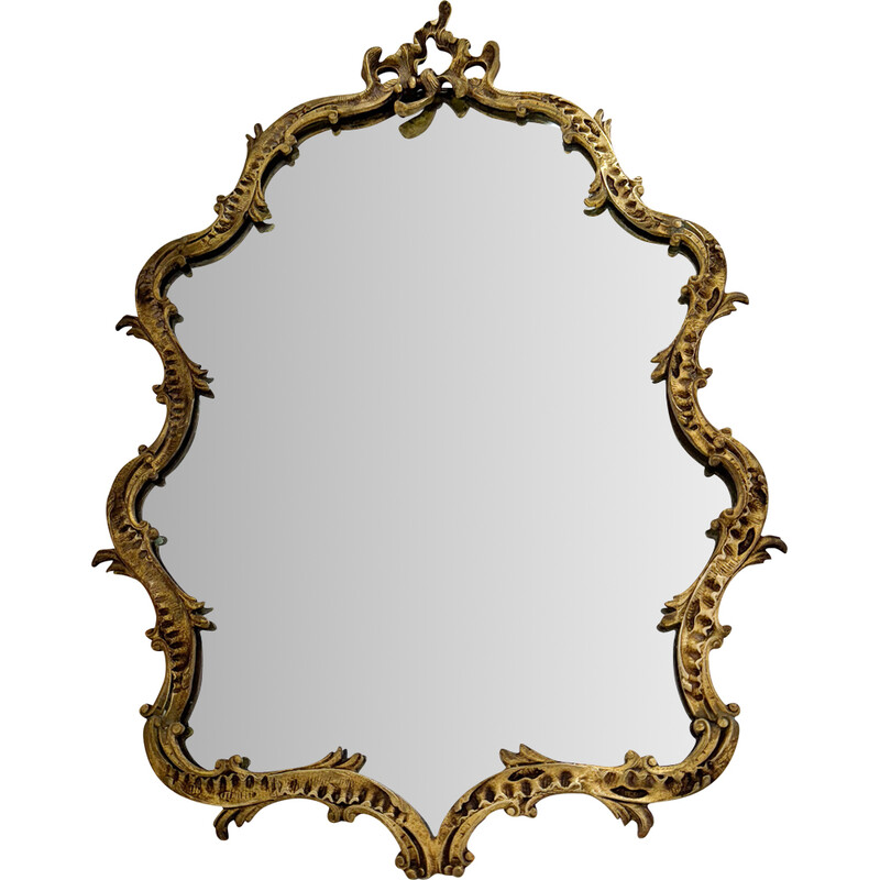Specchio da parete in ottone vintage, Francia