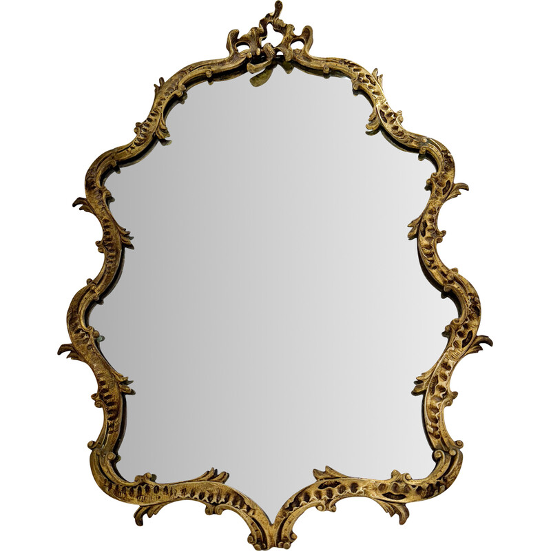 Vintage brass wall mirror, France