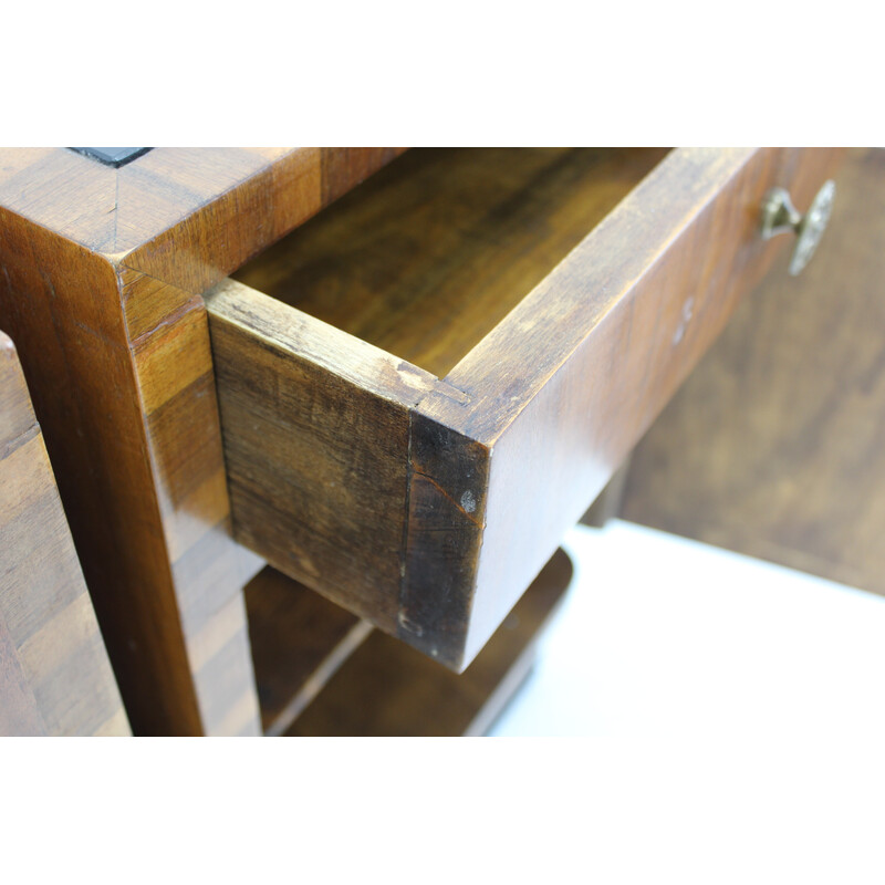 Pair of vintage Art Deco bedside tables in walnut finish, Italy 1940