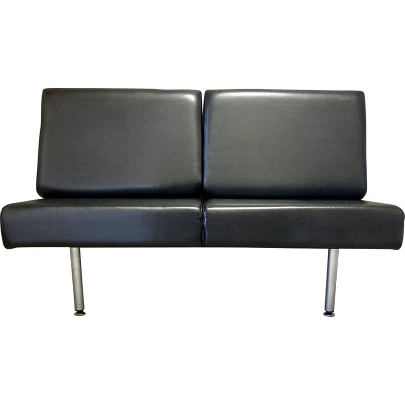 Vintage 2-Sitzer-Sofa aus Leder und Metall zum Aufhängen an der Wand