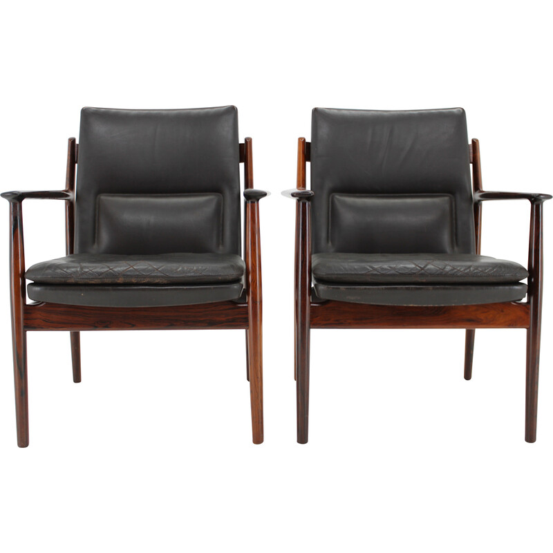 Pair of vintage model 431 armchairs in rosewood by Arne Vodder for Sibast Mobler, Denmark 1960