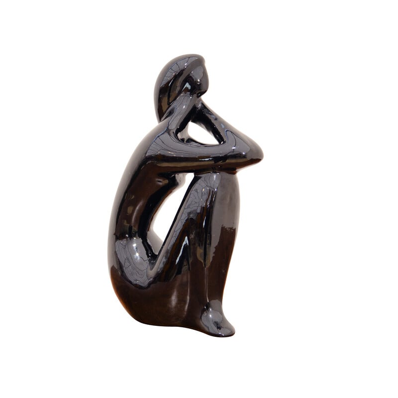 Sculpture vintage en céramique représentant une fille nue par Jitka Forejtová, Tchécoslovaquie 1960