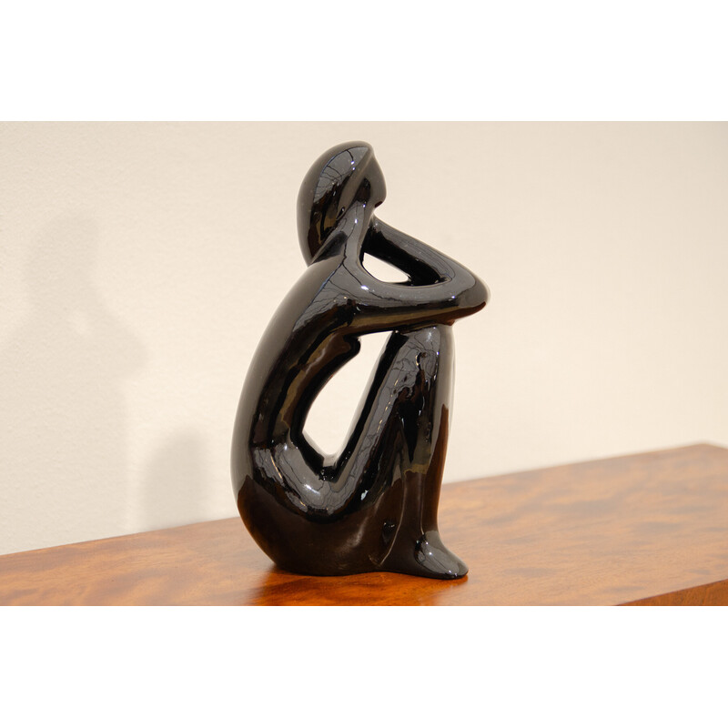 Vintage ceramic sculpture of a naked girl by Jitka Forejtová, Czechoslovakia 1960