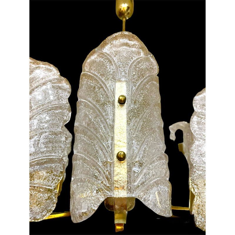 Vintage 9-leaf Murano glass chandelier by Carl Fagerlund for Orrifors, Sweden