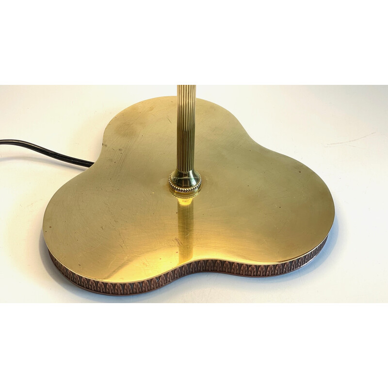 Vintage brass and copper lamp with clover-shaped tray