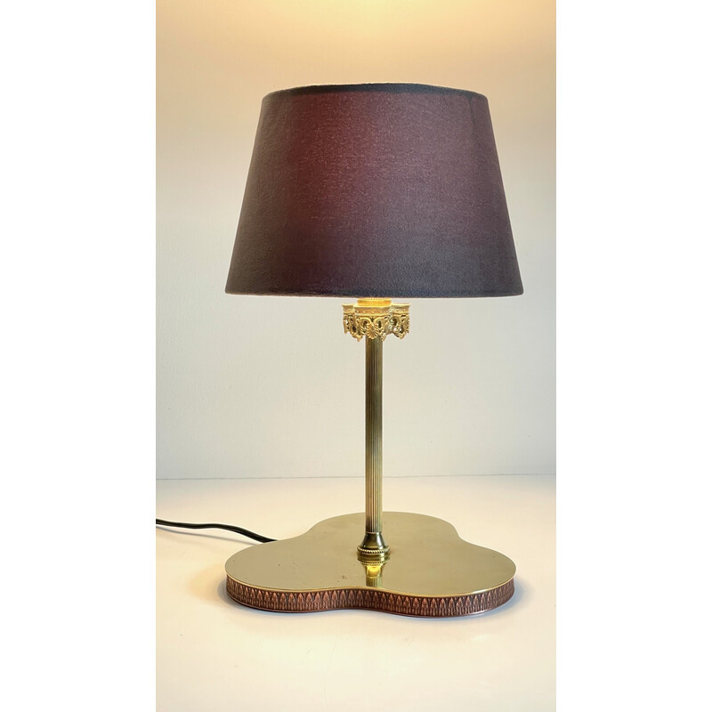 Vintage-Lampe aus Messing und Kupfer mit kleeblattförmiger Platte