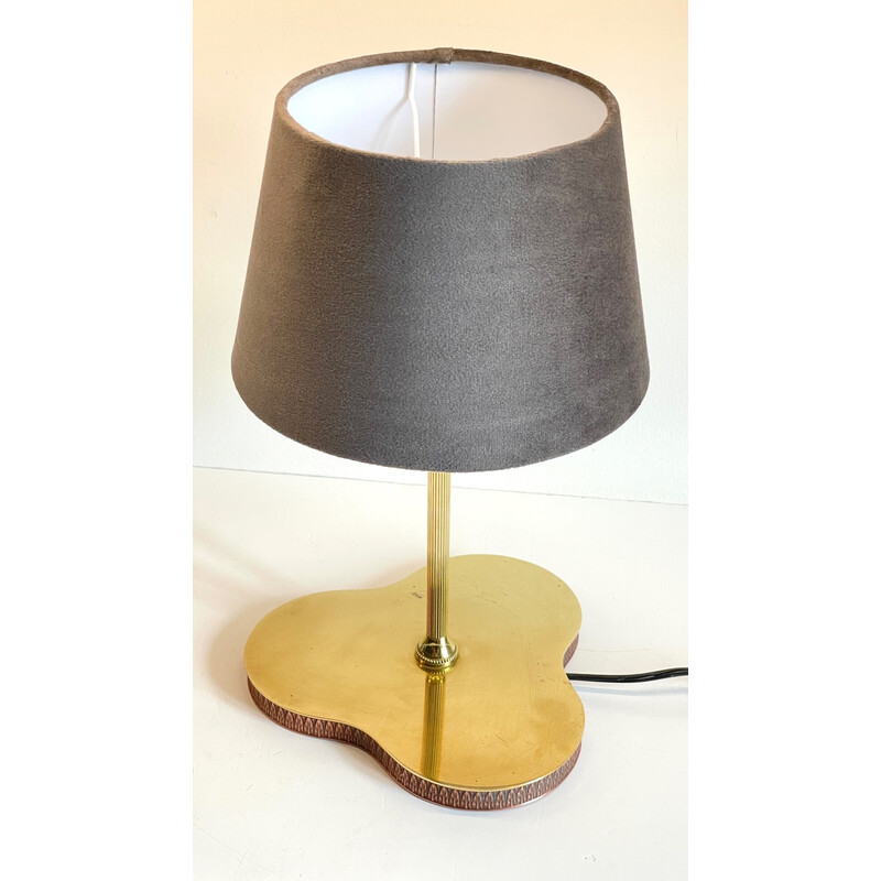 Vintage-Lampe aus Messing und Kupfer mit kleeblattförmiger Platte