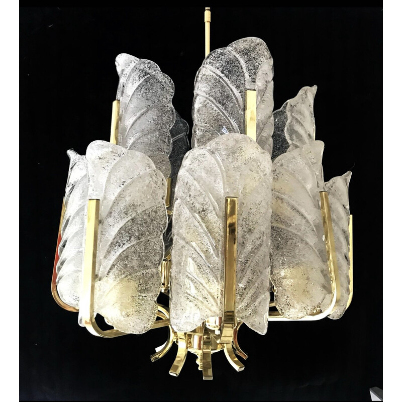 14-blättriger Kronleuchter aus Muranoglas von Carl Fagerlund für Orrifors, Schweden