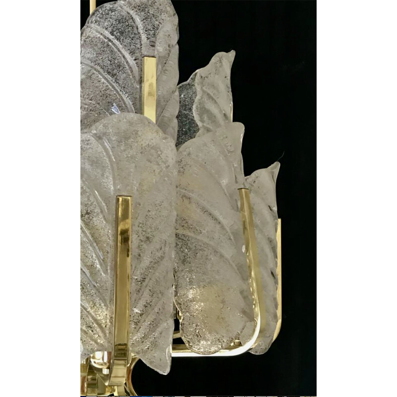 Lustre vintage en verre de Murano à 14 feuilles par Carl Fagerlund pour Orrifors, Suède