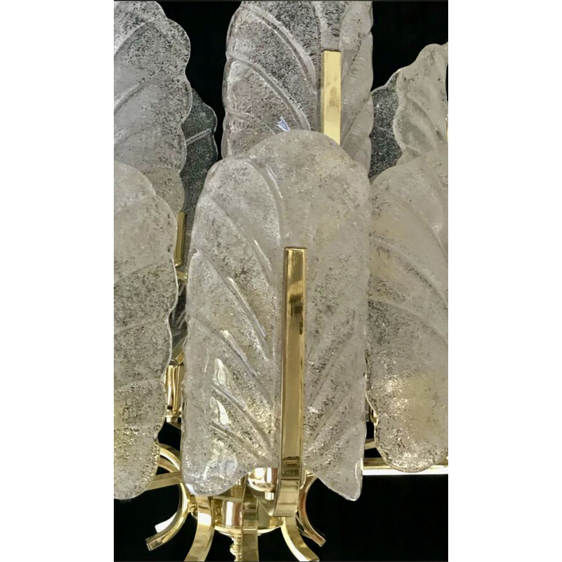 Vintage 14-leaf Murano glass chandelier by Carl Fagerlund for Orrifors, Sweden