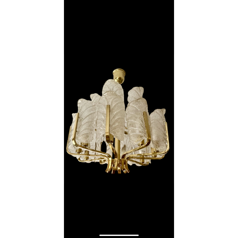 14-blättriger Kronleuchter aus Muranoglas von Carl Fagerlund für Orrifors, Schweden