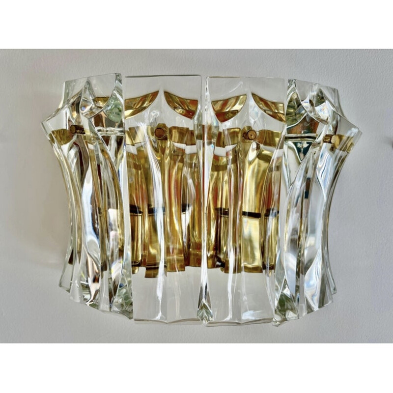 Vintage Murano glass and crystal wall lamp for Venini, Italy 1970