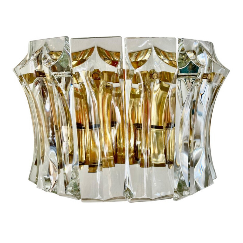 Vintage Murano glass and crystal wall lamp for Venini, Italy 1970