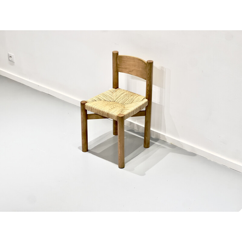 Vintage-Stuhl aus Esche und Stroh von Charlotte Perriand für Steph Simons, 1950