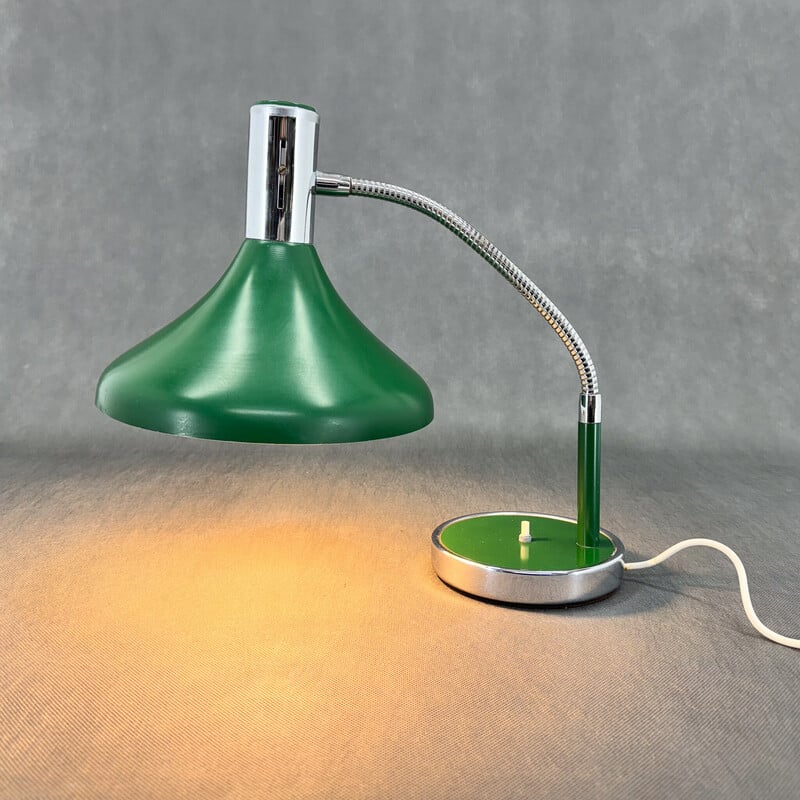 Vintage metalen en chromen tafellamp, Italië 1970