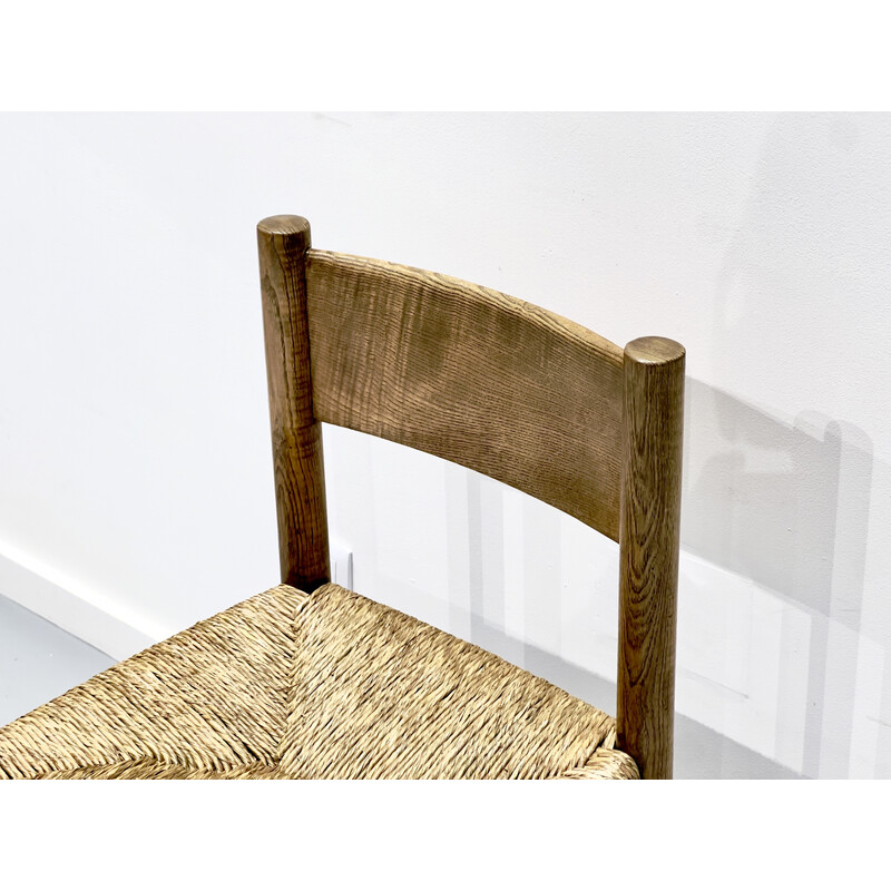 Vintage Meribel chair in ash and straw by Charlotte Perriand for Sentou, 1950