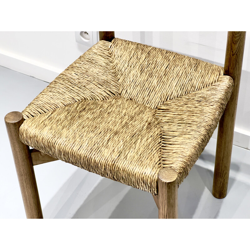 Vintage Meribel chair in ash and straw by Charlotte Perriand for Sentou, 1950