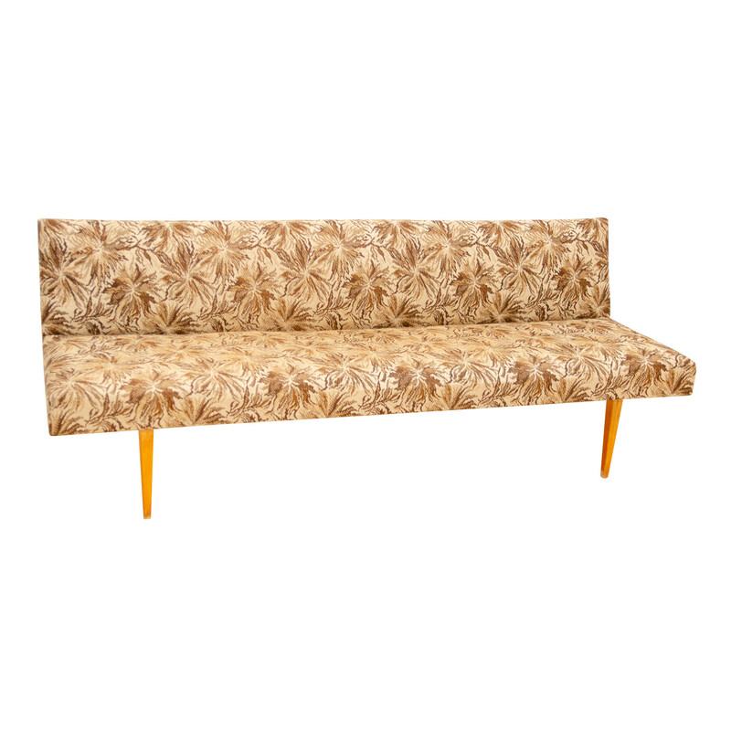 Vintage 3-seater sofa in beech wood and fabric by Miroslav Navrátil, Czechoslovakia 1960