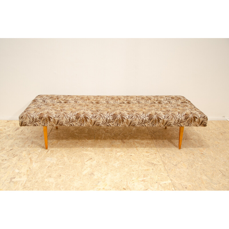 Vintage 3-seater sofa in beech wood and fabric by Miroslav Navrátil, Czechoslovakia 1960