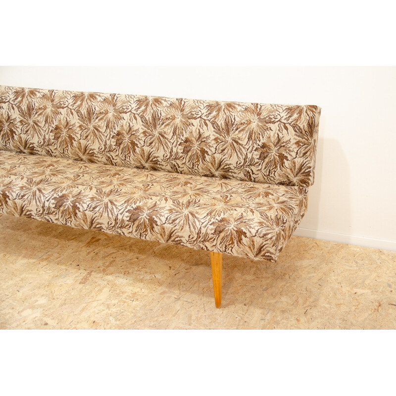 Vintage 3-seater sofa in beech wood and fabric by Miroslav Navrátil, Czechoslovakia 1960