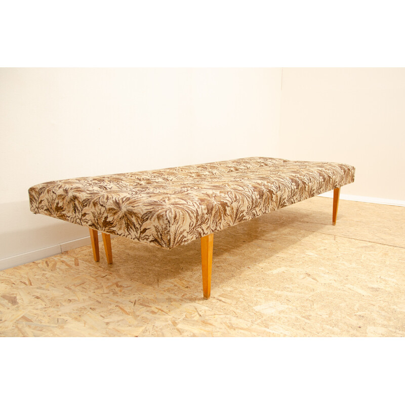 Vintage 3-seater sofa in beech wood and fabric by Miroslav Navrátil, Czechoslovakia 1960