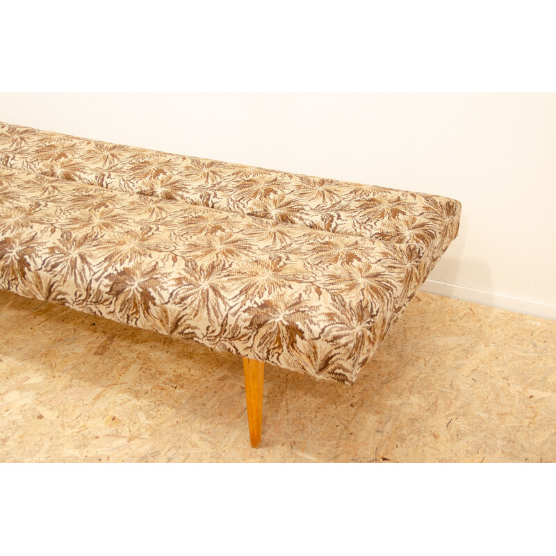 Vintage 3-seater sofa in beech wood and fabric by Miroslav Navrátil, Czechoslovakia 1960