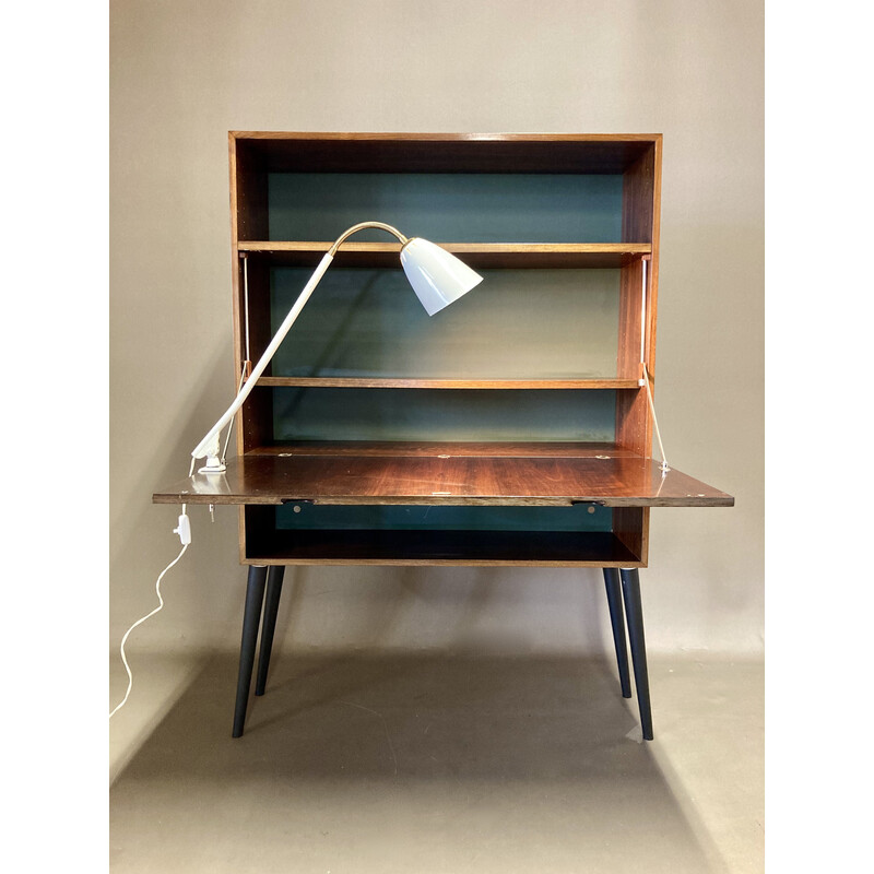 Vintage retractable desk in rosewood, 1950