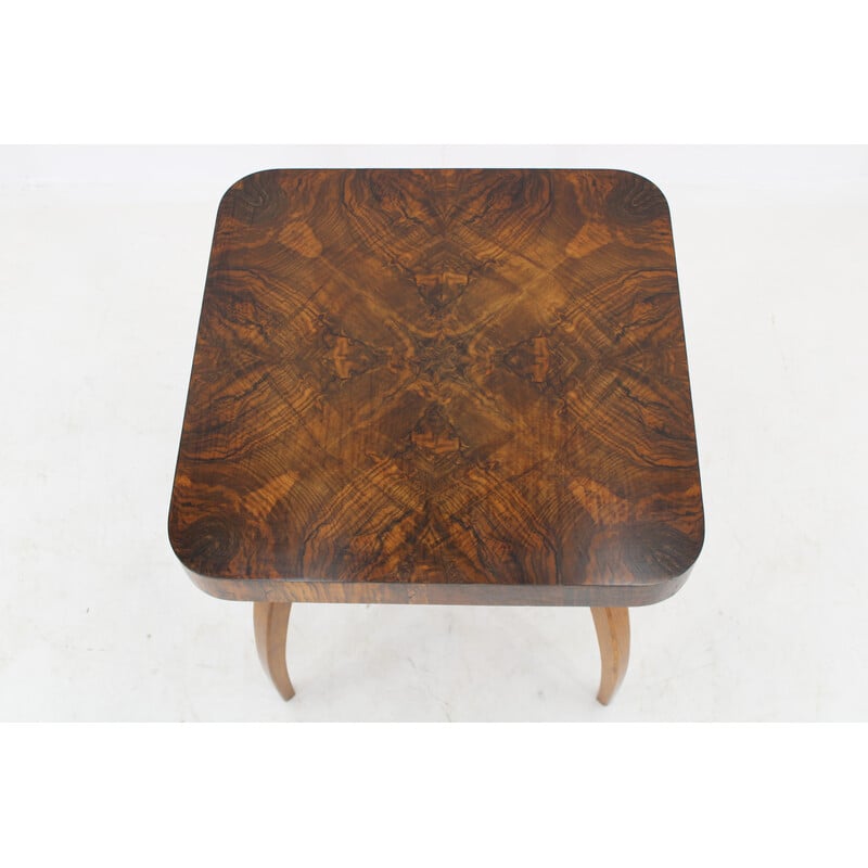 Vintage "Spider" coffee table in solid beech and walnut by Jindrich Halabala, Czechoslovakia 1940